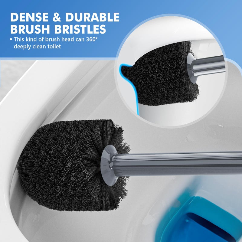 LOVLOY Toilet Plunger and Brush, Bowl Brush and Heavy Duty Toilet Plunger Set with Ventilated Holder, 2-in-1 Toilet Brush and Plunger Combo for Bathroom Cleaning New Pack (Grey, 1) - Image 4